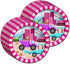 Set 16 Girl Pink Construction Trucks Birthday Party Supplies Plates Napkins Cups Tableware Kit