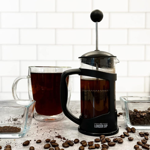 French Press Immersion Brewer Coffee Maker with Stainless Steel Filter System, 12oz, Black
