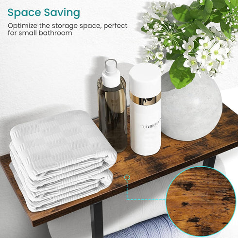 3 ELITEROO Towel Racks for Bathroom Wall Mounted, Towel Holder with Wooden Shelf and Hooks for Washcloths Hand Towel