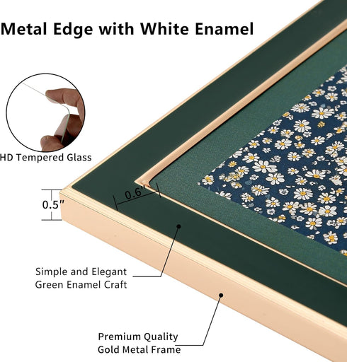 2-Pack 5x7'' Countertop,Counterspace,Tabletop YiPinYin Jasper Green Picture Frames with Gold Plated Edge,HD-Real Glass