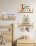 Set 3 Maxpeuvon Nursery Floating Shelves for Wall, of Book Shelves Natural Wood Wall Mounted Organizer with Towel Bar