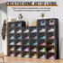 KEFA XL Shoe Storage Box Organizer, 6 Pack Clear Plastic Stackable Shoe Boxes for US 13 (Side 6 PACK BLACK)
