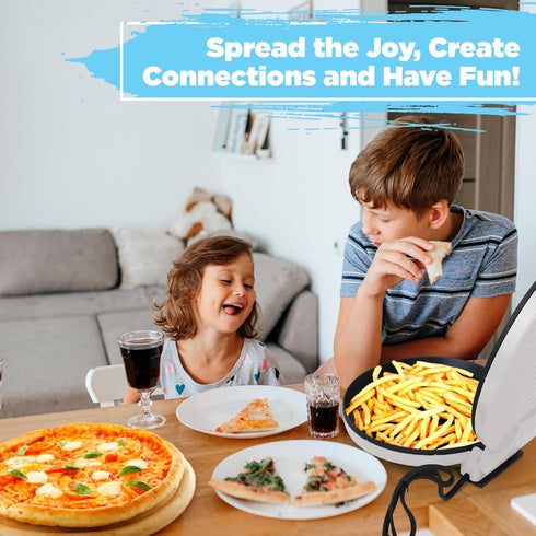 Courant 12-inch Pizza Maker Machine, Electric Countertop Oven for Home or School, Non-Stick Plates, Gray
