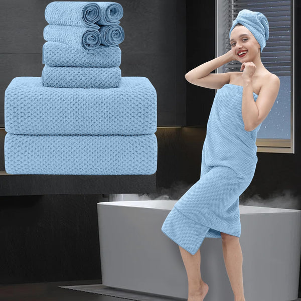 8 Piece Bathroom Towel Set Blue |2 Oversized Large Bath Towels Sheet,2