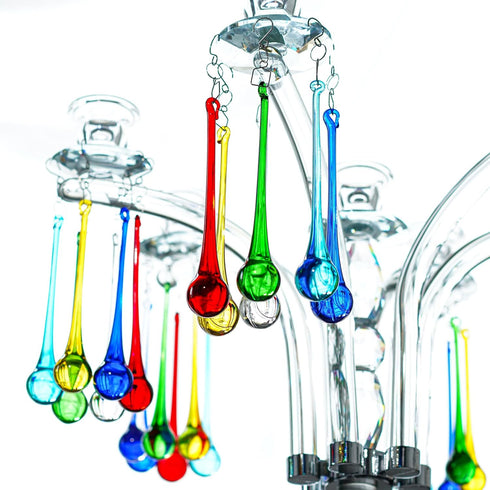 6pcs 5.9inch H&D Mix Color Large Crystal Raindrop Chandelier Prisms Hanging Drops Pendants DIY Parts