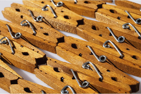 LWR CRAFTS Wooden Large Clothespins, 3-5/16" 30 Pieces Per Pack, Jacobean