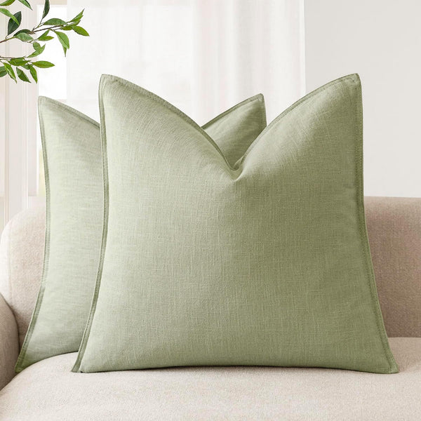 Foindtower Pack of 2, Decorative Linen Solid Throw Pillow Covers Soft Accent