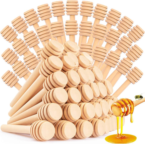 60Pcs Honey Dipper Sticks - Wooden Honey Dipper, 3 Inch Mini Honeycomb