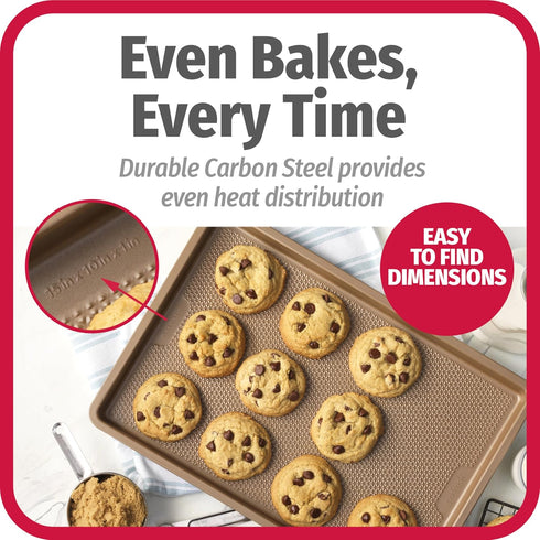GoodCook BestBake Nonstick Textured Carbon Steel Medium Cookie Sheet, 10" x 15", Bronze by GoodCook