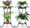 Yesland 2 Pcs Metal Plant Stand Indoor Outdoor, 2 Tier Black Iron