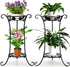 Yesland 2 Pcs Metal Plant Stand Indoor Outdoor, 2 Tier Black Iron