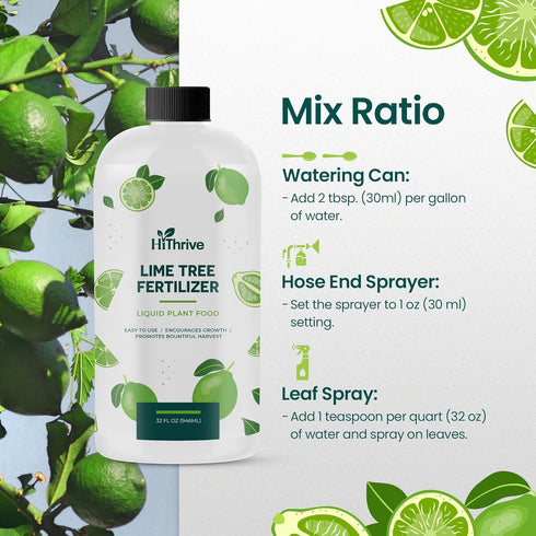 HiThrive 32oz 32 Lime Tree Fertilizer - Citrus Fertilizer for Lime Trees Live Plants - Makes Gallons of Liquid Fruit