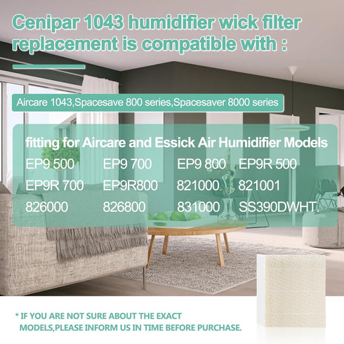 Cenipar 1043 Humidifier Wick Filter Replacement Compatible with 1043 Aircare Essick Be-mis Filter Model EP9500