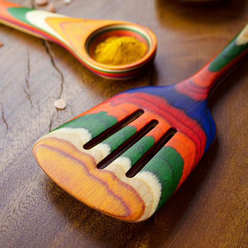 Totally Bamboo Baltique Marrakesh Collection, 12-1/2" Wooden Slotted Spatula, Safe for Nonstick Cooking