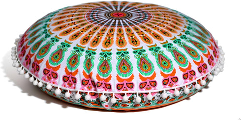 CRAFT KALA 22 Inch Meditation Floor Pillow Cover Round Pillow Seating Hippie