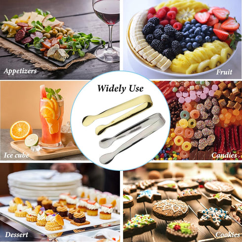 6PCS Mini Ice Tongs, 4.25 Inch Sugar Tongs for Serving Food, Kitchen Tongs for Appetizers, Tea Party, Coffee Bar