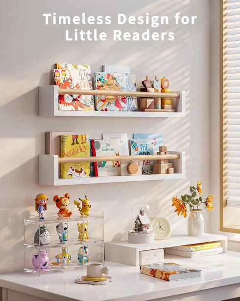 Seocry 4 Pack, 23.1 Inches) Nursery Book Shelves, Wall Book Shelves for Kids Room, Baby, Toddler, Nursery Decor (White
