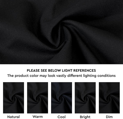 Encasa XO Table Runner 13x104 in Long, Cotton Canvas Fabric, Jet Black Solid Color, Machine Washable & Durable
