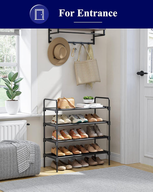 Closet, Closet 26.6" 4 Kitsure Shoe Rack for Shoe Organizer for Front Door Entrance, Stackable Shoe Shelf, Detachable
