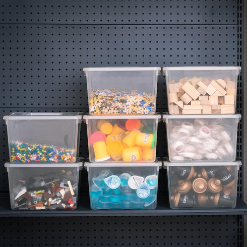 Citylife 8 Packs 6 QT Clear Plastic Storage Bins with Latching Lids for Organizing Crafts and Toys