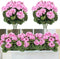 TOCHGREEN Artificial Fake Flowers, Purple Pink Geranium Silk Bush 2 Bundles for Outdoor Decor