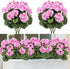 TOCHGREEN Artificial Fake Flowers, Purple Pink Geranium Silk Bush 2 Bundles for Outdoor Decor