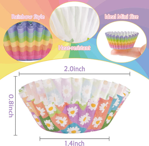 600pcs Rainbow Mini Cupcake Paper Liners, Colorful Baking Cups for Baby Showers, Birthday, and Wedding Supplies