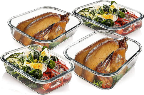 M MCIRCO Extra Large Glass Food Storage/Baking Containers Set - 80 oz & 36 oz, 2 Pack Airtight Containers
