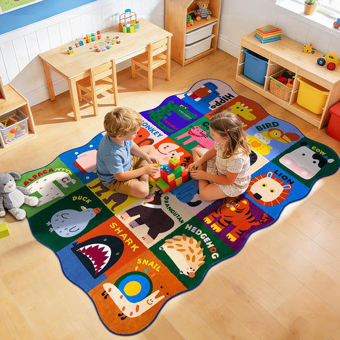 Ythropon Playroom,4x6 Kids Rugs for Feet Upgrade Ultra Non Slip Area Rug, Washable Play Mat Rug Cute Animal Carpet
