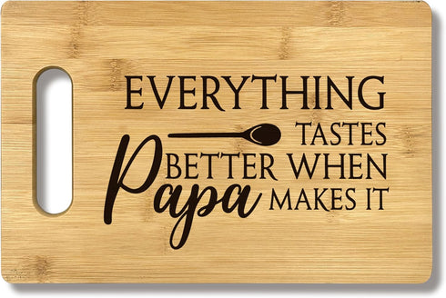 Papa Gifts, Everything Tastes Better When Papa Makes It Bamboo Cutting Board Kitchen Decor for Grandpa