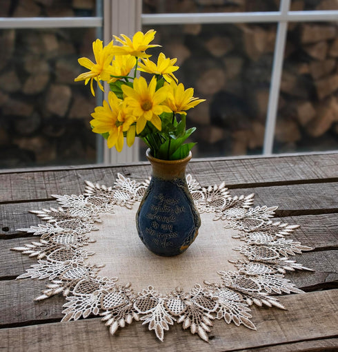 Lace Doily Round Table Topper Scarf Place Mat (16 inch) – Neutral Earth Tones Doily