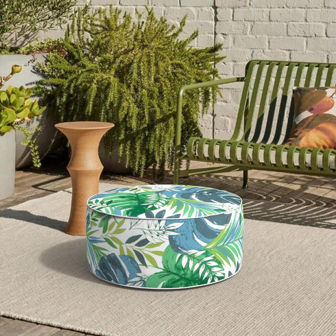 21x9 Inch Patio Inflatable Ottoman, Portable Stool Ottoman with Handle, Outdoor Round Footrest Stool for Garden