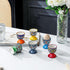Set 6 HENXFEN LEAD Boho Ceramic Egg Cups of Colorful Egg Holders for Soft & Hard Boiled Eggs, Microwave & Dishwasher