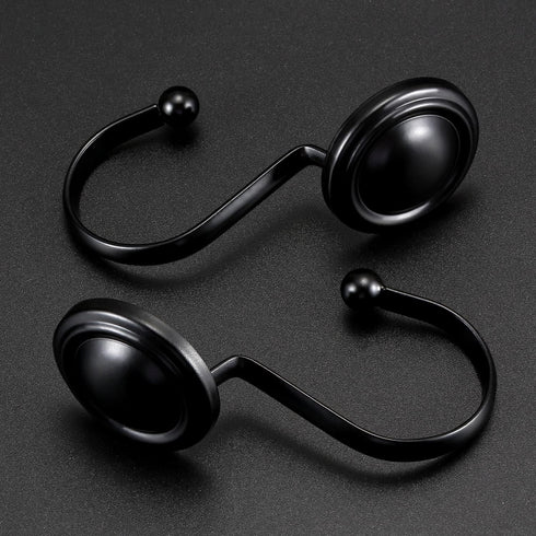 CHICTIE Black Shower Curtain Hooks Rings, Set of 12 Decorative Rust Resistant Metal Shower Hangers for Bathroom