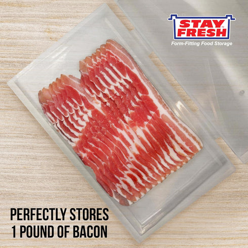 Stay Fresh Bacon Keeper, 1lb Plastic Container for Refrigerator, Preserves Freshness, Prevents Spoilage, No Mess Storage