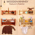 BINGY Set 2 2-Tier 15.71" 4.8" 5.5" Nursery Book Shelves - of Wall Shelves with Hooks for Clothes - Nursery Bookshelves