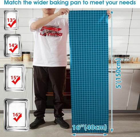 Silicone Baking Mat Roll 16IN x 5FT, Non-Slip Pastry Mat, Reusable Air Fryer Liner, Oven Liners, Counter Mat