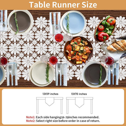72 Inches VIJIV Macrame Table Runner Long for Boho Wedding Decor, White Crochet Doilies Dresser Scarf Lace Farmhouse