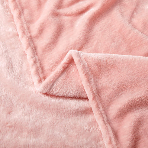 Homiest Cozy 50 60 Inch) Fleece Throw Blanket with Fringe, Soft & Flannel Light Pink Blanket, Lightweight Decorative