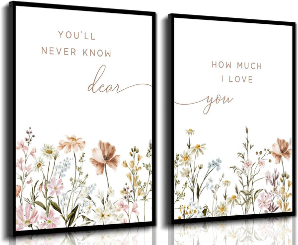libitea 2 Pcs Wildflower Nursery Wall Art Flower Botanical Sentence Poster Painting