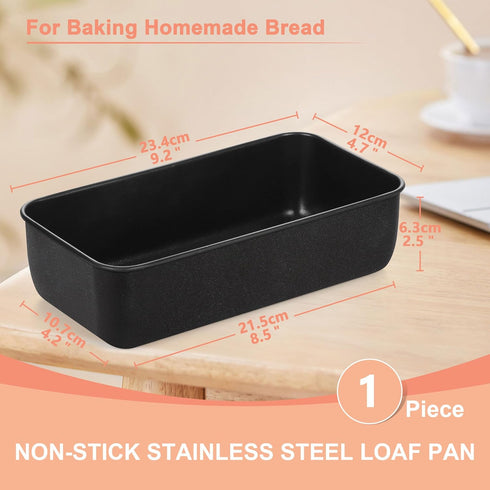 Herogo Non-Stick Loaf Pan, 9 x 5 Inch Stainless Steel Meatloaf Baking Pan for Baking Bread Meatloaf Brownie Lasagna, Black Rectangle Bread Loaf Pan for Homemade Bread, Oven Safe by Herogo