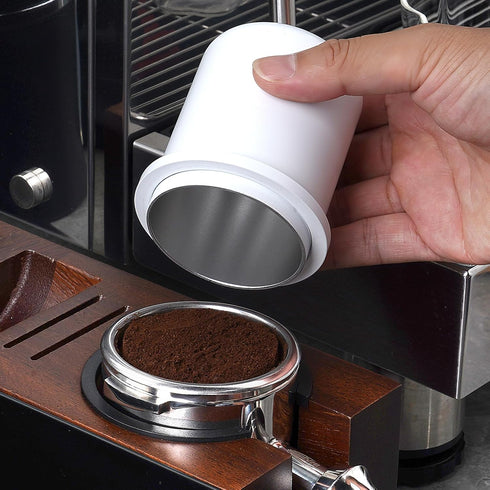IKAPE Espresso Dosing Cup 51MM, 54MM, Compatible with 51MM to 54MM Portafilters, Aluminum Coffee Accessory (White)