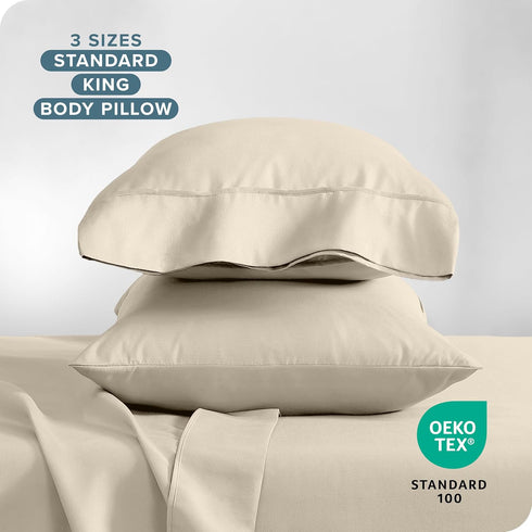 Bare Home Microfiber Pillow Cases - King Size Set of 2 - Cooling Double Brushed Sand Pillowcases, Easy Care