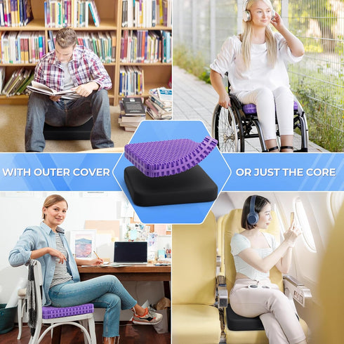 TushGuard Gel Seat Cushion for Long Sitting, Enlarged & Thickened Office Chair Cushion, Breathable Cooling for