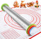 Stainless Steel Rolling Pin and Silicone Mat Set, Adjustable Thickness Rings for Baking Dough, Pizza, Pastries