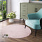 Latepis Light Pink Circle Rug 3ft, Fuzzy Round Throw Rug Non-Slip Faux Rabbit Fur Carpet for Bedroom, Living Room,