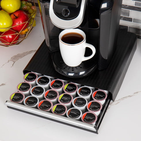 Mind Reader Single Serve Coffee Pod Drawer, 36 Pod Capacity Countertop Organizer, Black