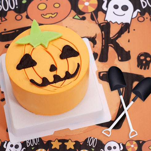 OaaXbbECco Cute Mini Shovel Shape Disposable Plastic Dessert Spoons, 100 Black & White Model 2