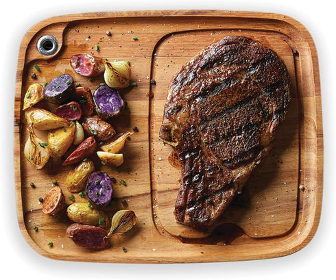 Ironwood Gourmet Fort Worth Steak Plate, Acacia Wood, 13 x 11 x 0.75 inches, Brown