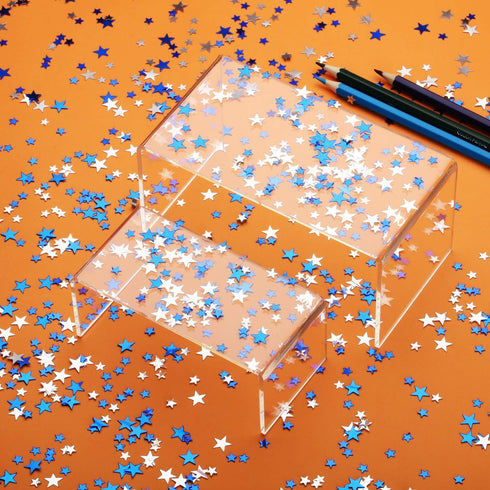 Hestya 60g Metallic Foil Star Confetti Glitter Table Decorations for Party Wedding Festival (Blue Silver, 10mm & 6mm)
